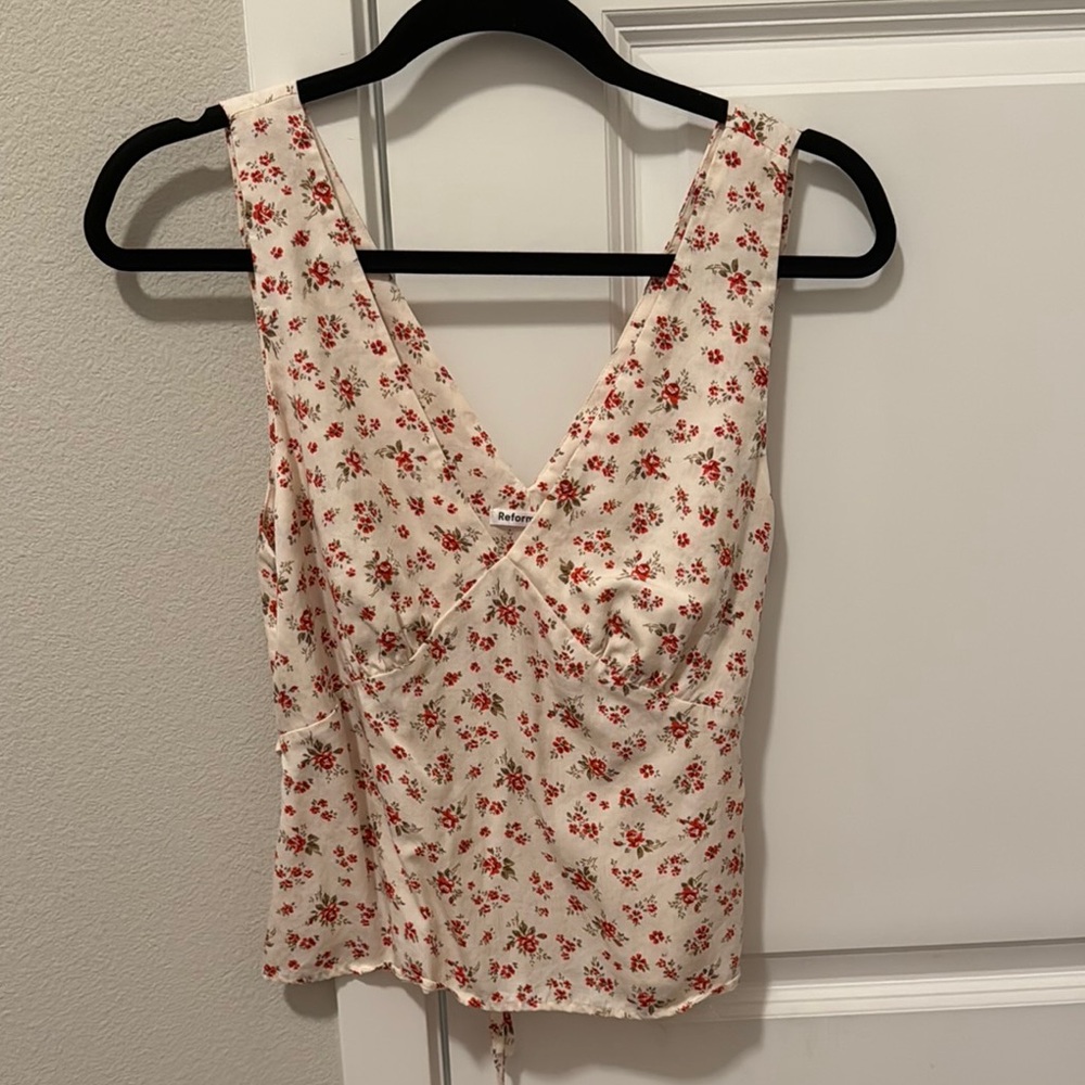 Reformation floral tie tank